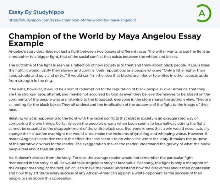 Champion of the world by maya angelou