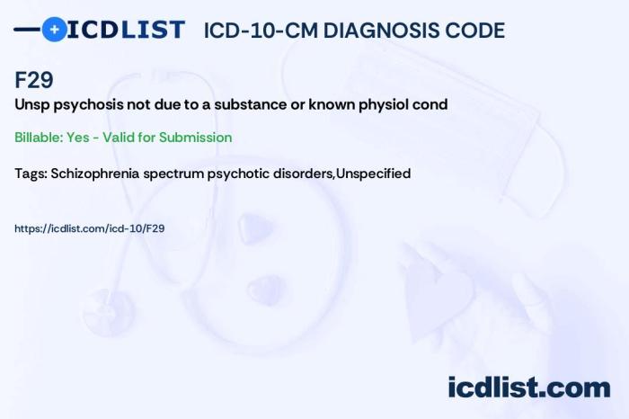 F29 psicosis no orgánica sin especificación