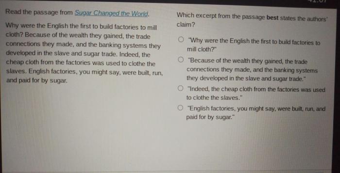 Which excerpt from the passage best states the authors claim